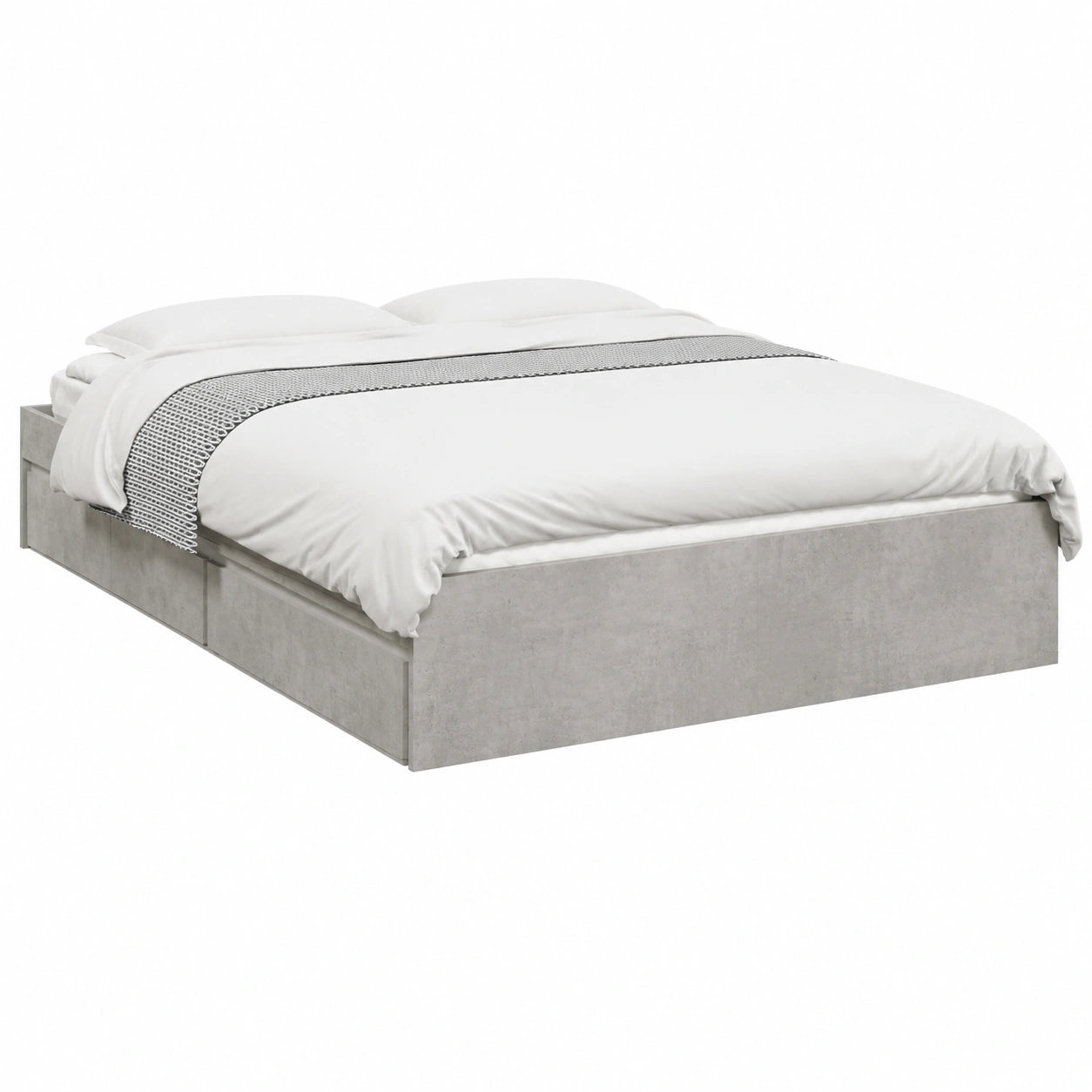 Letto Singolo Moderno con Cassetti Grigio Cemento 120x200 cm