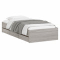 Struttura Letto con Cassetti in Grigio Sonoma 90x190 cm in Legno Multistrato