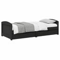 IKAYAA Divano Letto con Contenitore Nero 90x200 per Bambini, con Rete a Doghe e 2 Cassetti