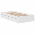 Letto Singolo Bianco con Cassetti in Legno 90x190 cm