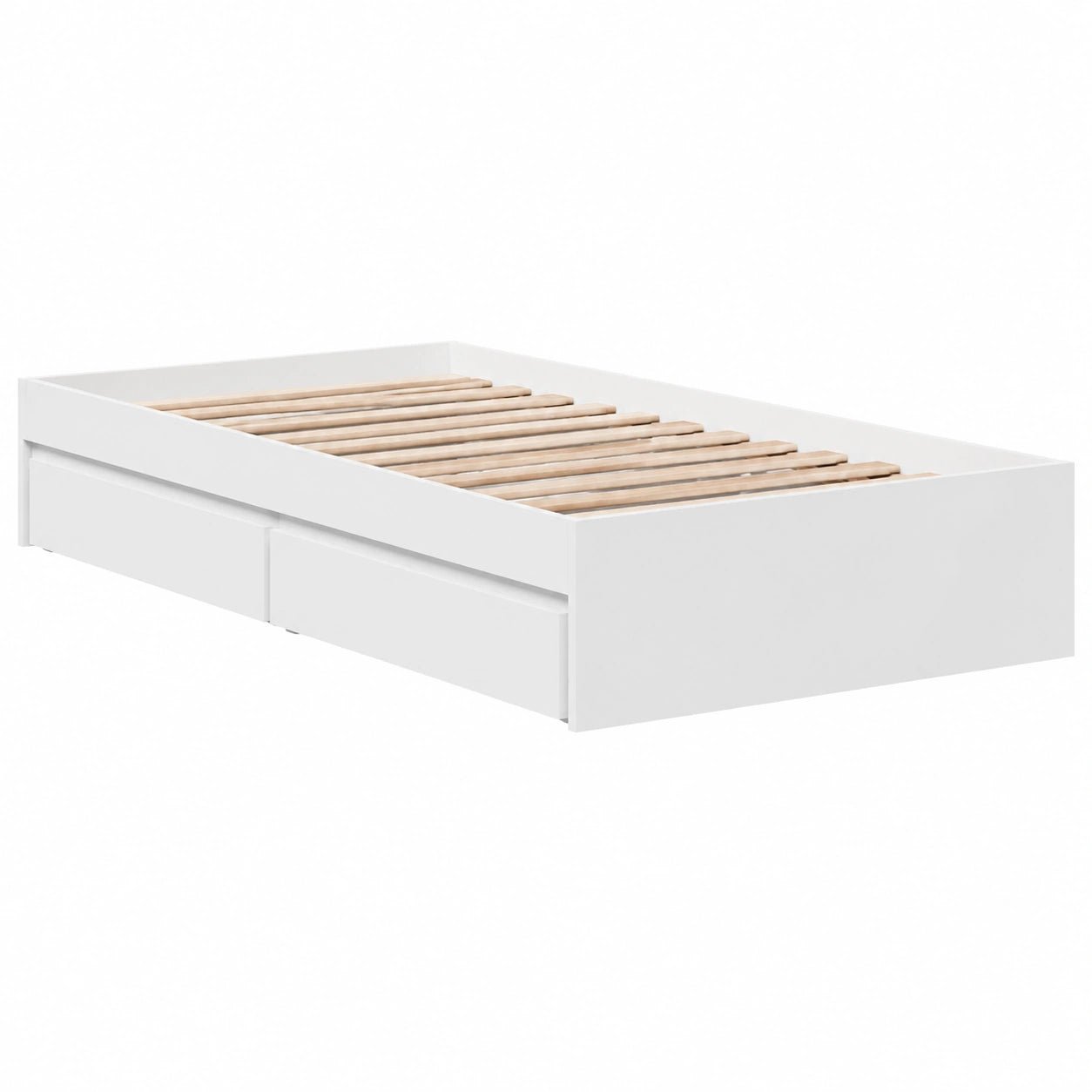 Letto Singolo Bianco con Cassetti in Legno 90x190 cm