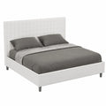 Letto matrimoniale con contenitore in similpelle bianca 150x190