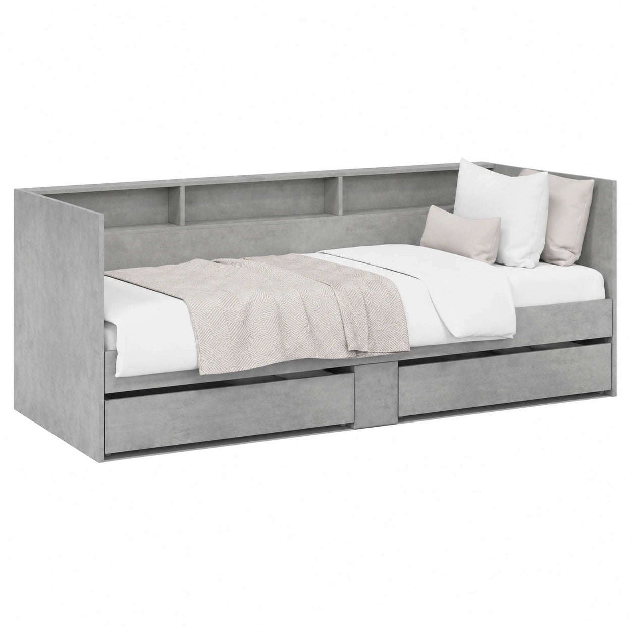Letto singolo 90x190 cm grigio cemento con cassetti integrati
