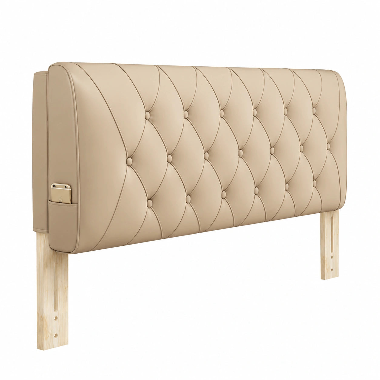 Testiera letto queen in ecopelle trapuntata con bottoni, dimensioni 180x60 cm