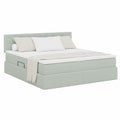 Letto matrimoniale moderno in velluto grigio chiaro con materasso e contenitore 160x200 cm