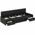 Letto Singolo 80x200 cm con Cassetto, Rovere Nero Moderno per Camera Minimalista
