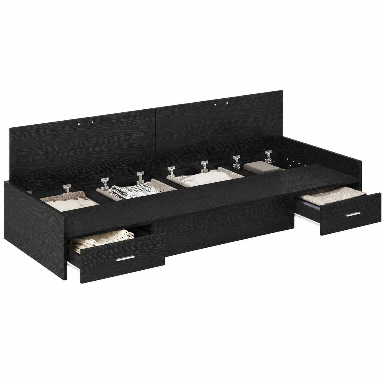 Letto Singolo 80x200 cm con Cassetto, Rovere Nero Moderno per Camera Minimalista