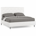 Letto matrimoniale imbottito in similpelle bianca 150x190 cm