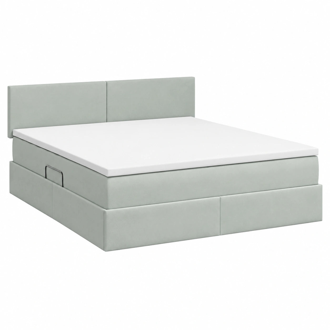 Letto Queen Size in Velluto Grigio Chiaro con Contenitore Idraulico, 160x200 cm