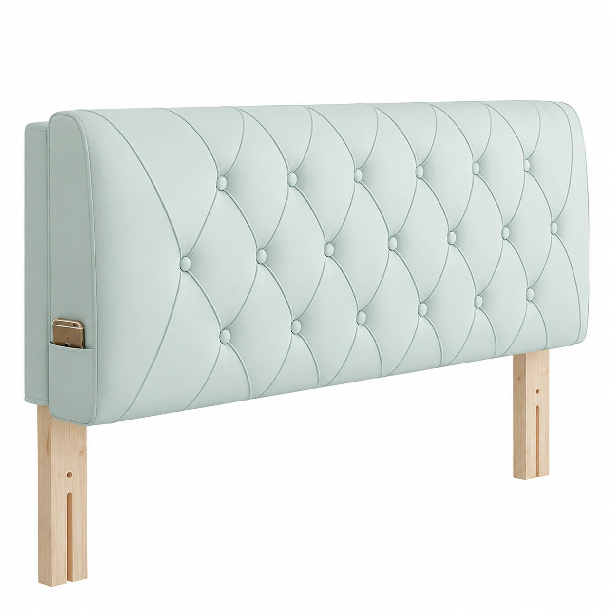 Testiera imbottita in ecopelle con bottoni per letto queen 180x60 cm