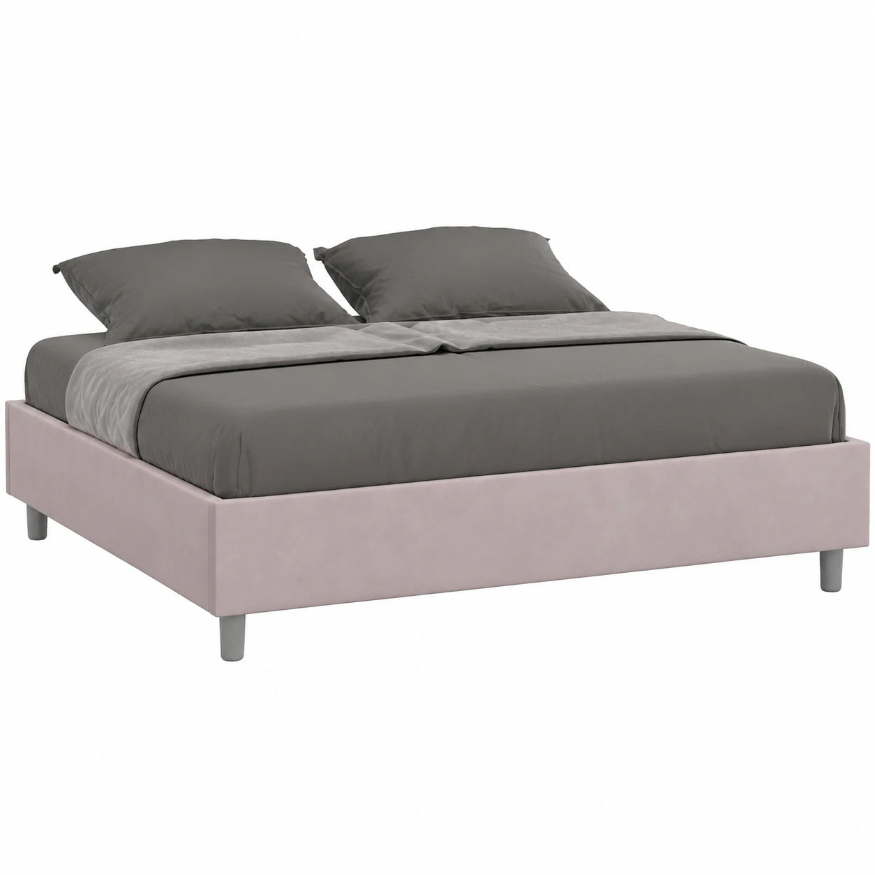 Elegante Letto Contenitore Queen Size in Microfibra Glicine 150x190
