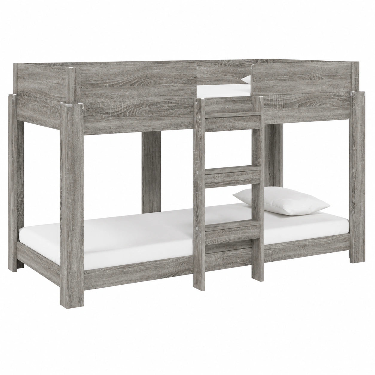 Letto a Castello Moderno per Bambini in Legno Grigio, 100x190 cm