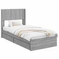 Letto Matrimoniale Contenitore Grigio Sonoma con Testiera e Cassetti