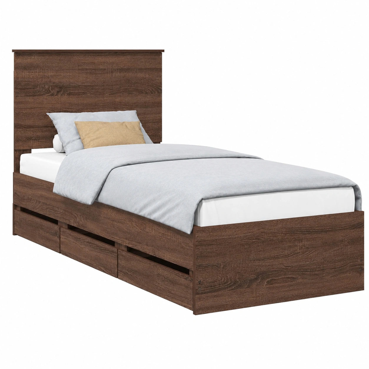 Letto Singolo Rovero Marrone 90x200 cm con Cassetto, Struttura in Legno Moderno