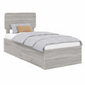 Letto Singolo Grigio Sonoma con Cassetti 90x200 cm Struttura in Legno Moderna