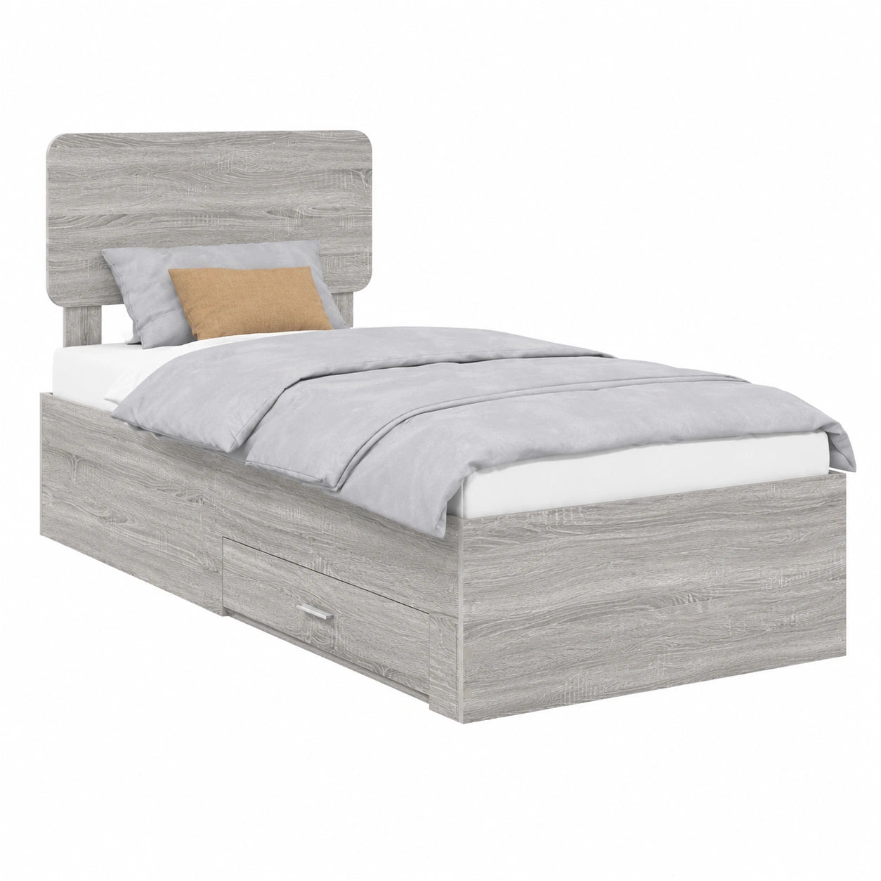 Letto Singolo Grigio Sonoma con Cassetti 90x200 cm Struttura in Legno Moderna