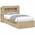 Letto Singolo in Rovere Sonoma 90x190 cm con Contenitore e Cassetti Integrati, Testiera Funzionale, Design Moderno