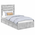 Letto Singolo 90x190 cm con Contenitore, Testiera Grigio Cemento e Cassetti Integrati