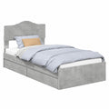 Letto singolo con contenitore e testiera, grigio cemento, 90x190 cm, legno ingegnerizzato con cassetto, montaggio facile, stile moderno