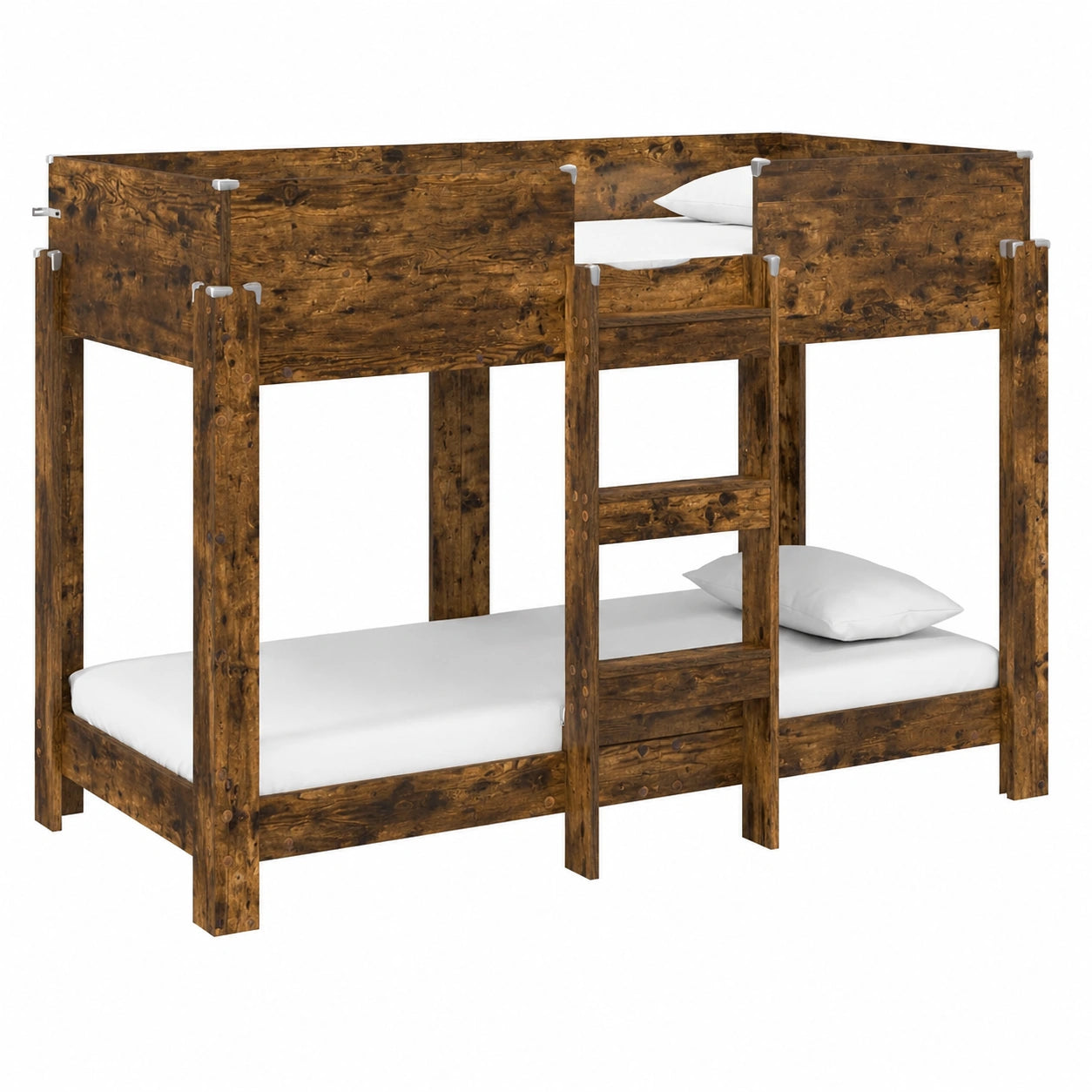 Letto a Castello per Bambini in Rovere Fumé 80x200 cm con Materasso, Struttura Salvaspazio in Legno Resistente, Design Moderno per Cameretta
