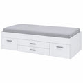 Letto Singolo Funzionale con Contenitore e Cassetti, Bianco Laccato, Ranya 90x200 cm