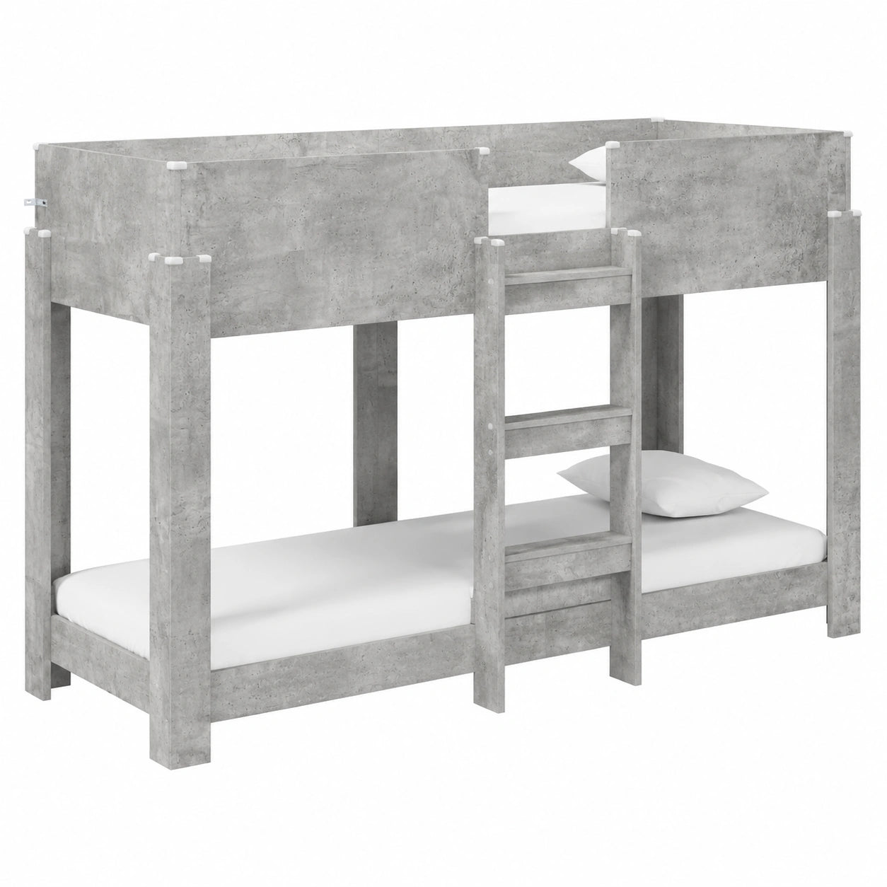 Letto a Castello Salvaspazio per Bambini, Grigio Cemento, 75x190 cm, Legno Compensato, 2 Posti, Facile da Pulire
