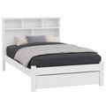 Letto Singolo in Legno con Scaffale e Cassetti, Bianco 90x200 cm