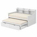 Divano Letto Singolo in Legno Bianco con Spazio di Stoccaggio e USB