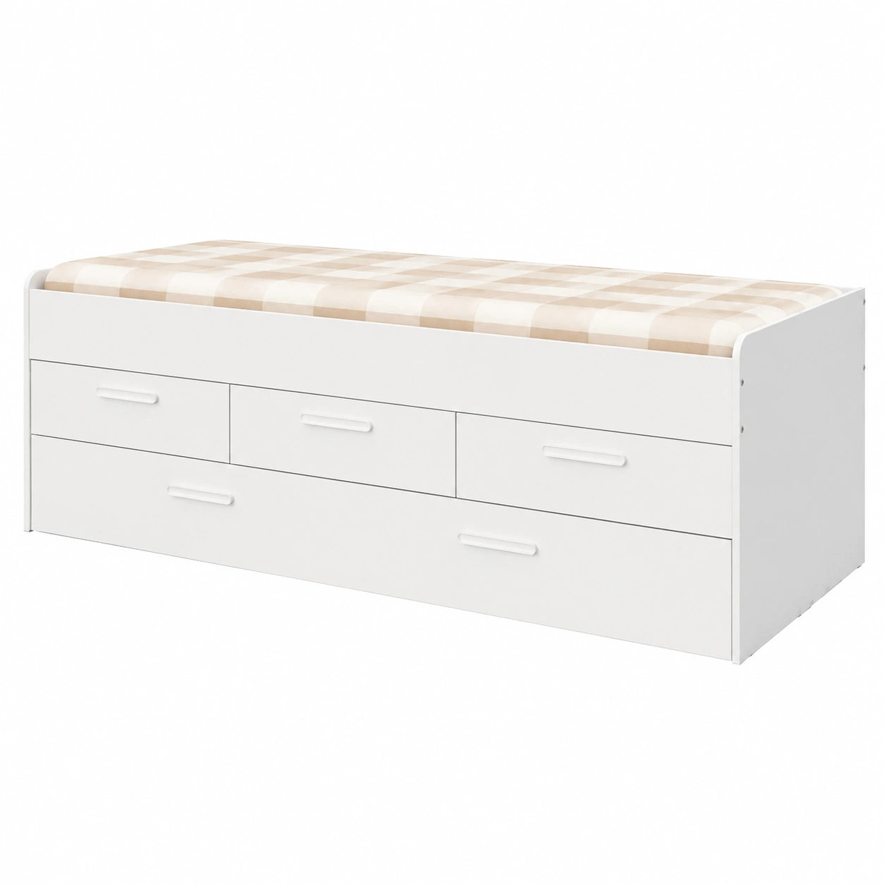 Dmora Letto Singolo per Bambini con Contenitore, 90x190 cm, Bianco