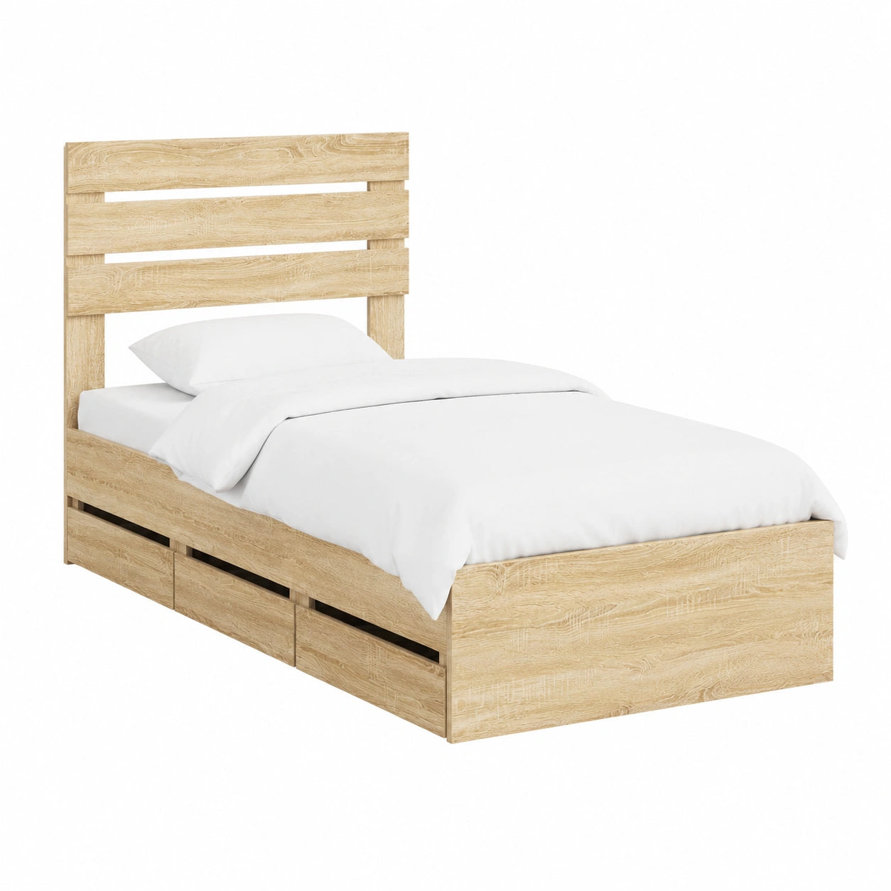 Letto singolo in rovere Sonoma con cassetto, 100x200 cm, design moderno per cameretta